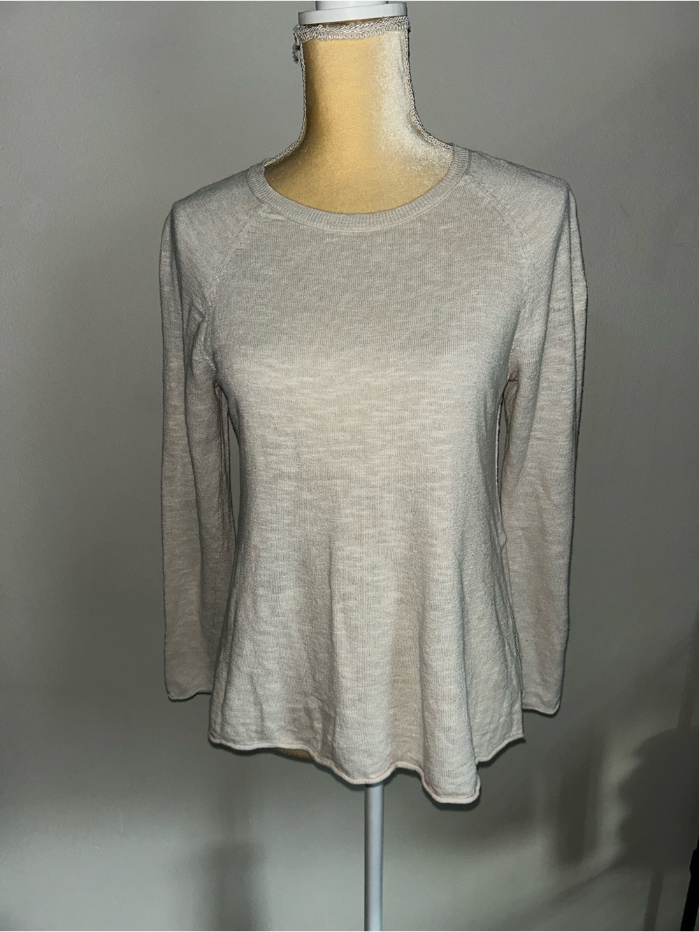 NEW Eileen Fisber Women's Organic Linen Cotton Blend Long Sleeve Top Cream Sz SP